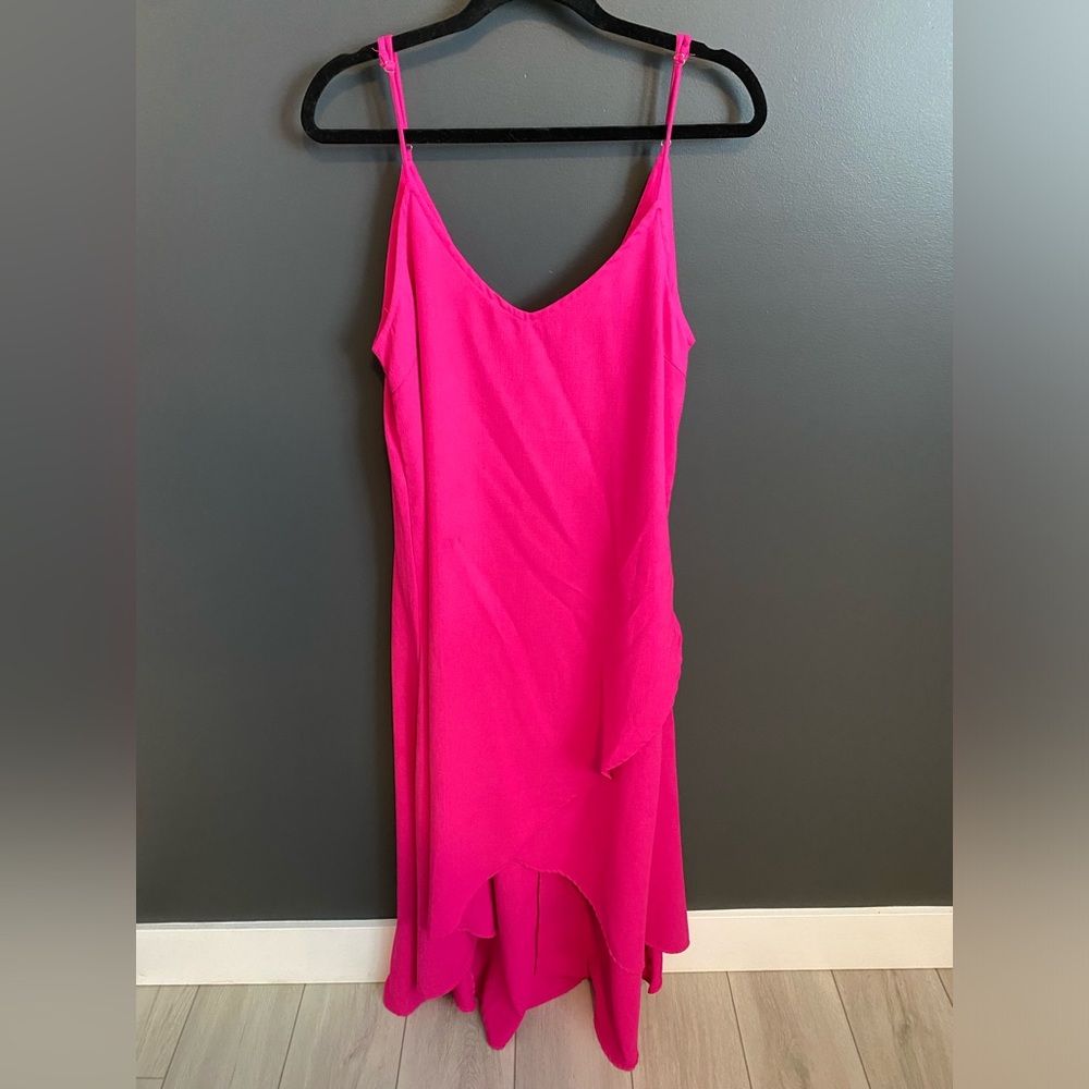 Lulu’s Sweet Surprise Pink Barbiecore High Low Midi Maxi Dress Medium